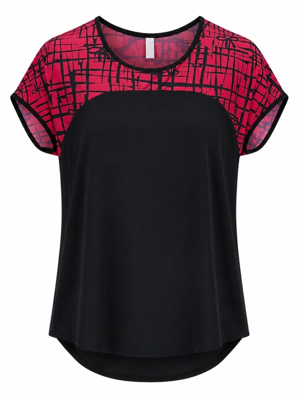 PerSeption Concept Black and Red Graphic Fitted Short Sleeve Crew Neck Shirt New